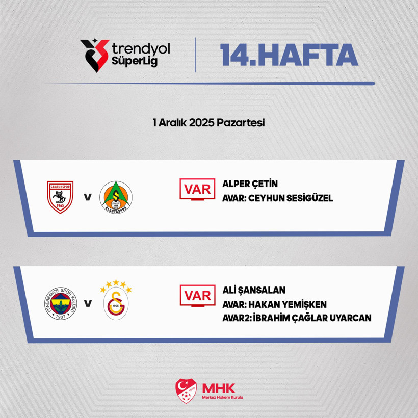 Fenerbahçe-Galatasaray derbisinin VAR hakemi belli oldu! - Resim : 1