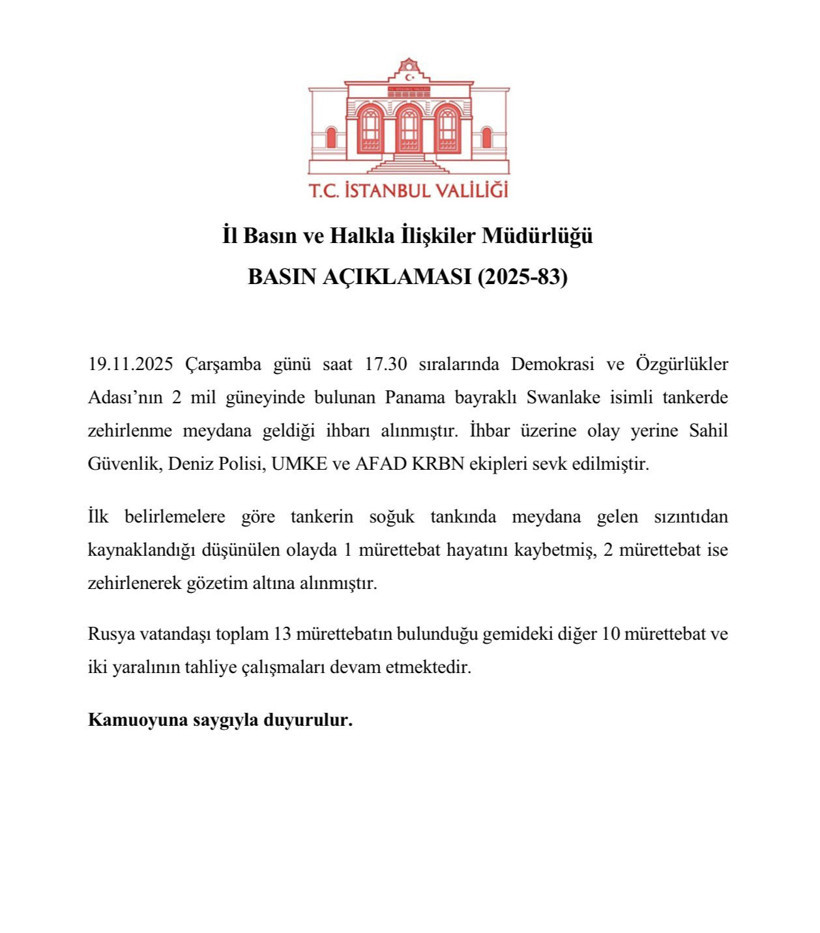İstanbul açıklarındaki gemide zehirlenme vakası: 1 ölü 2 yaralı - Resim : 1