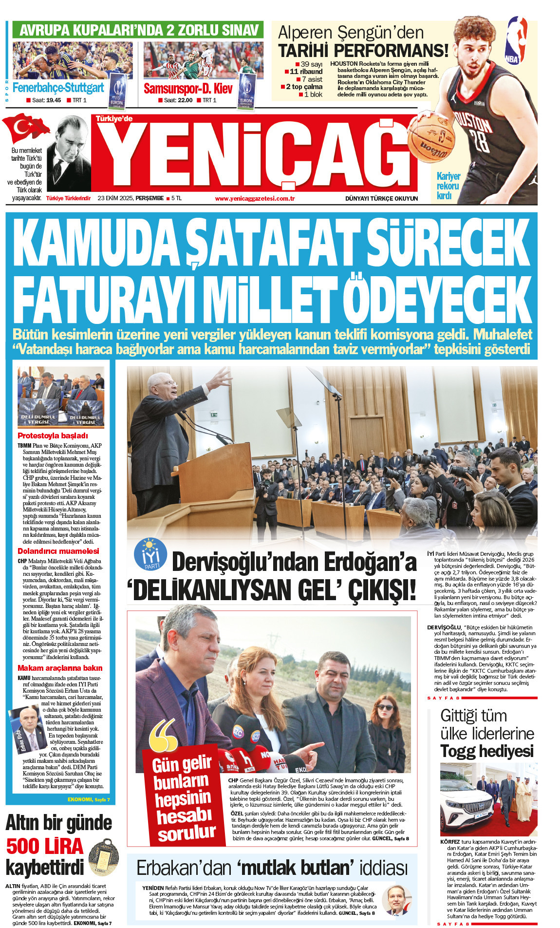 23 Ekim 2025 Perşembe