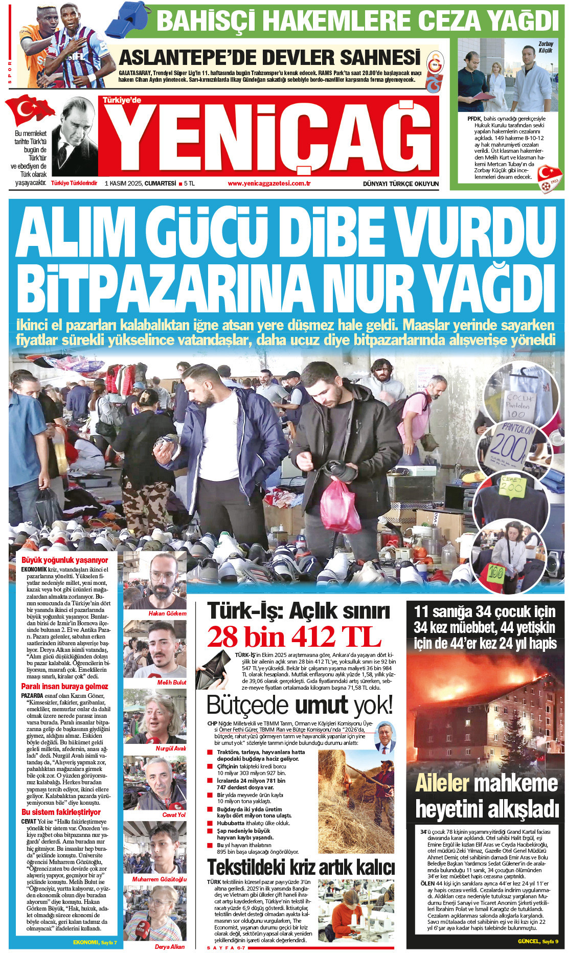 1 Kasım 2025 Cumartesi