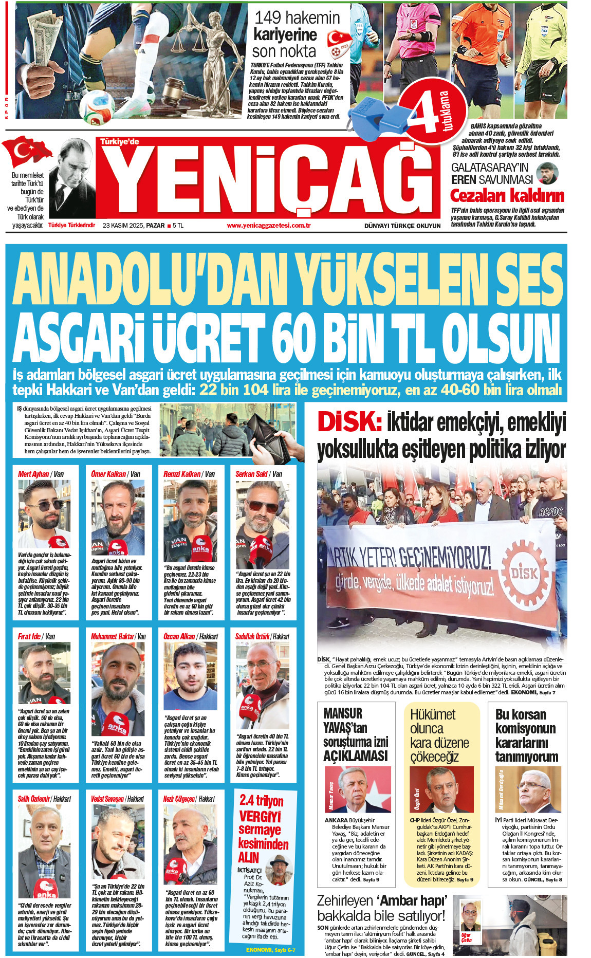 23 Kasım 2025 Pazar