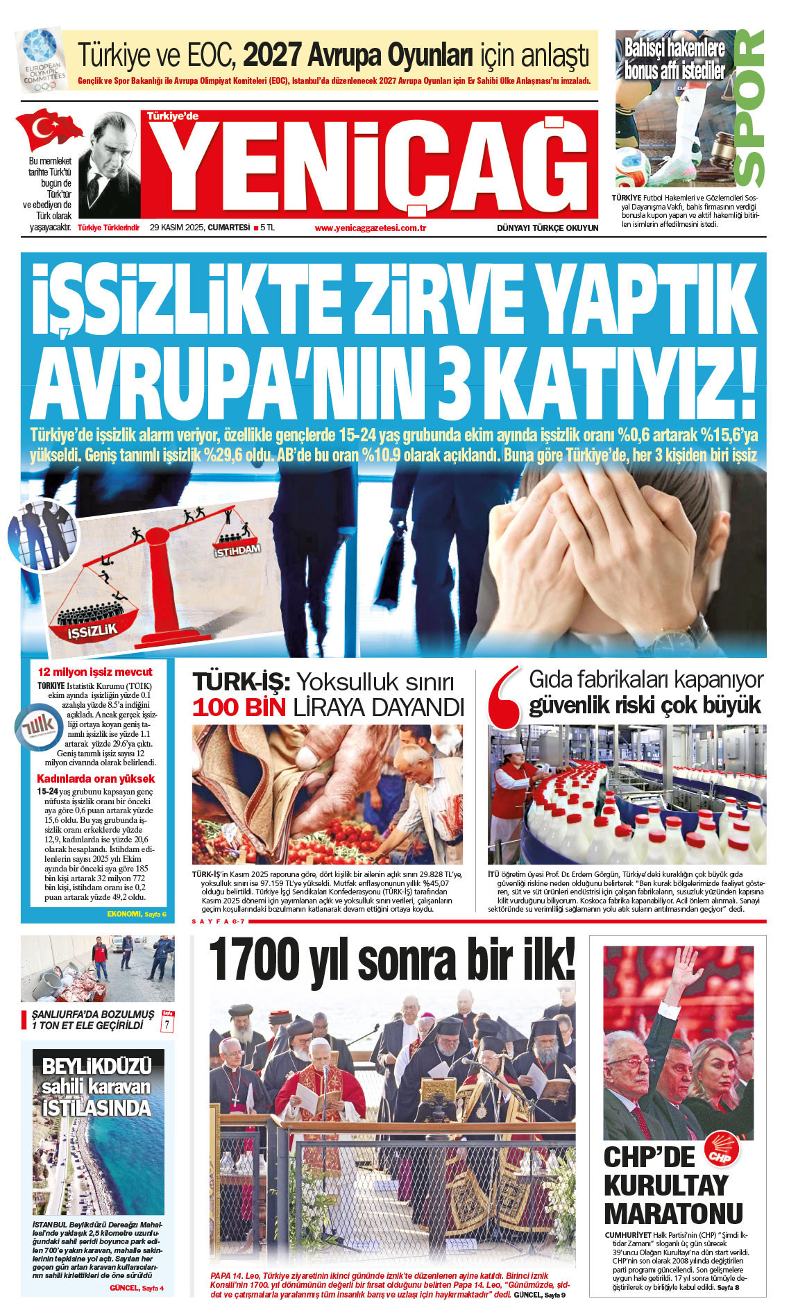 29 Kasım 2025 Cumartesi