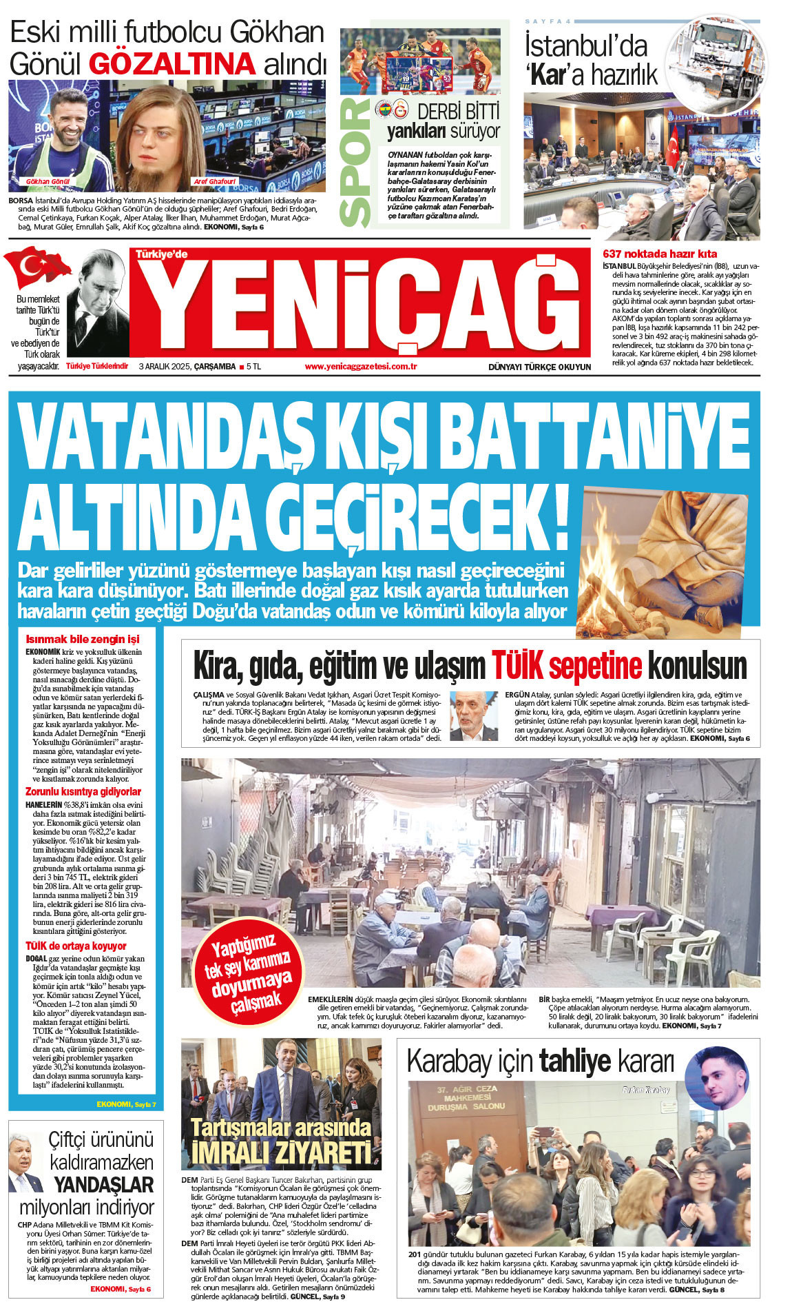 3 Aralık 2025 Çarşamba