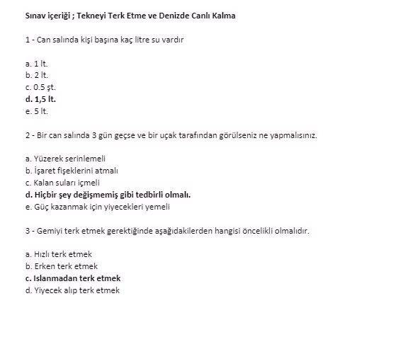 Denizcilik sınavında çıkabilecek soru cevaplar. Bölüm 3 - Resim: 5