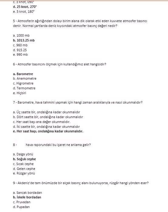 Denizcilik sınavında çıkabilecek soru cevaplar. Bölüm 3 - Resim: 10