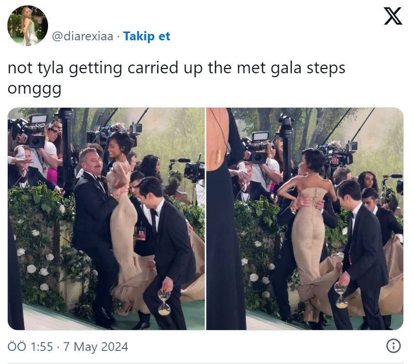 Elbisesi yüzünden merdivenleri çıkamadı. Kucaklanarak çıkarıldı - Resim: 8