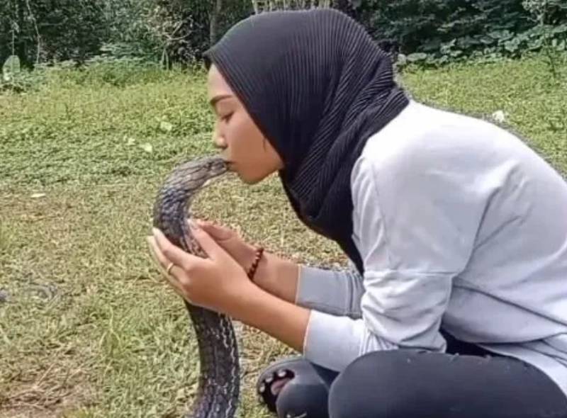 Kobra yılanını öpücüklere boğdu: Görenler şaşırıp kaldı - Resim: 2