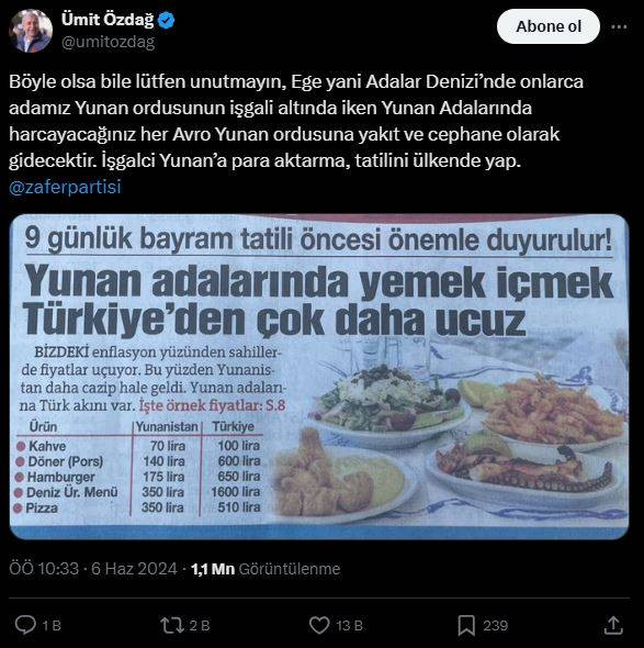 Ümit Özdağ'dan Yunanistan'a tatile gidenlere tepki. ‘İşgalci Yunan’a para aktarma tatilini ülkende yap’ - Resim: 4