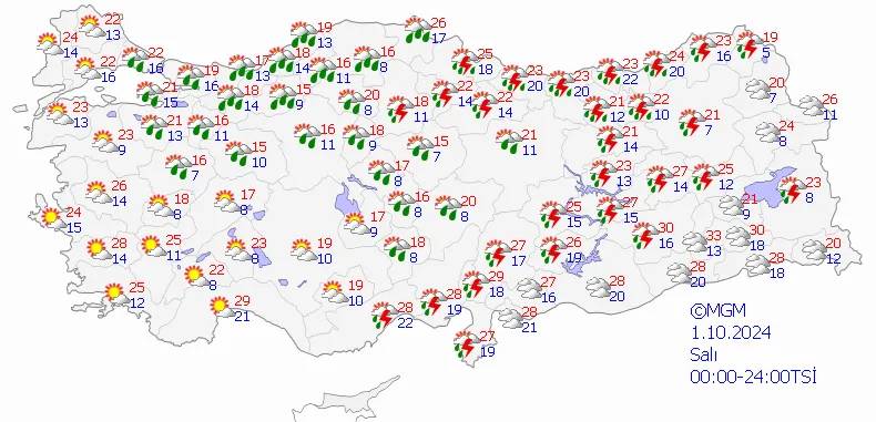 Meteoroloji saat vererek uyardı! Bu illere çok kuvvetli sağanak geliyor (29 Eylül hava durumu) - Resim: 14