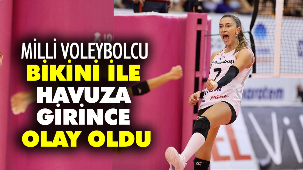 Milli voleybolcu Hande Baladin bikini ile havuza girince olay oldu - Resim: 1