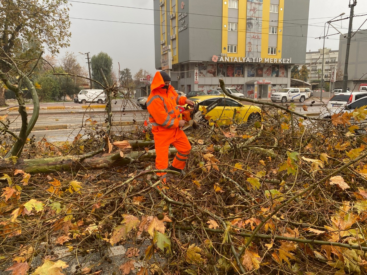 Antalya'da fırtına ve sağanak yağış hayatı durma noktasına getirdi. Yollar göle döndü ağaçlar devrildi - Resim: 5