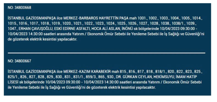 İstanbul'da elektrik kesintisi olacak ilçeler belli oldu - Resim: 20