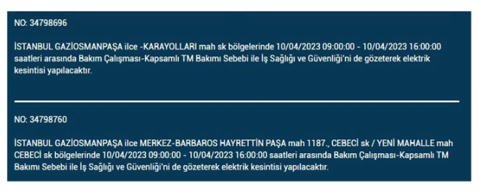 İstanbul'da elektrik kesintisi olacak ilçeler belli oldu - Resim: 19