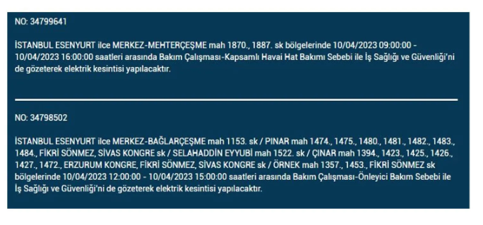 İstanbul'da elektrik kesintisi olacak ilçeler belli oldu - Resim: 17