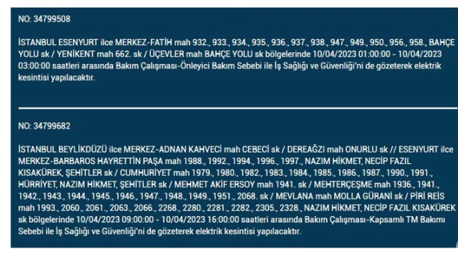 İstanbul'da elektrik kesintisi olacak ilçeler belli oldu - Resim: 16