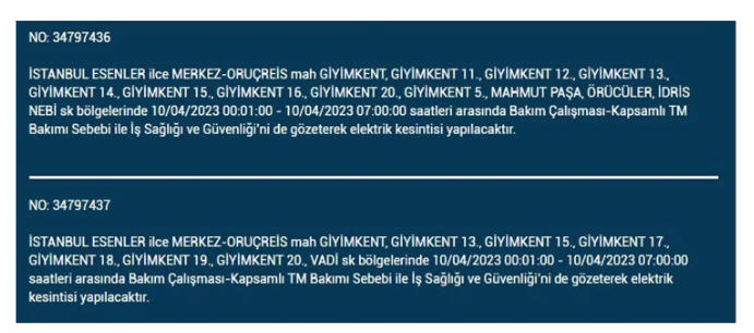 İstanbul'da elektrik kesintisi olacak ilçeler belli oldu - Resim: 14