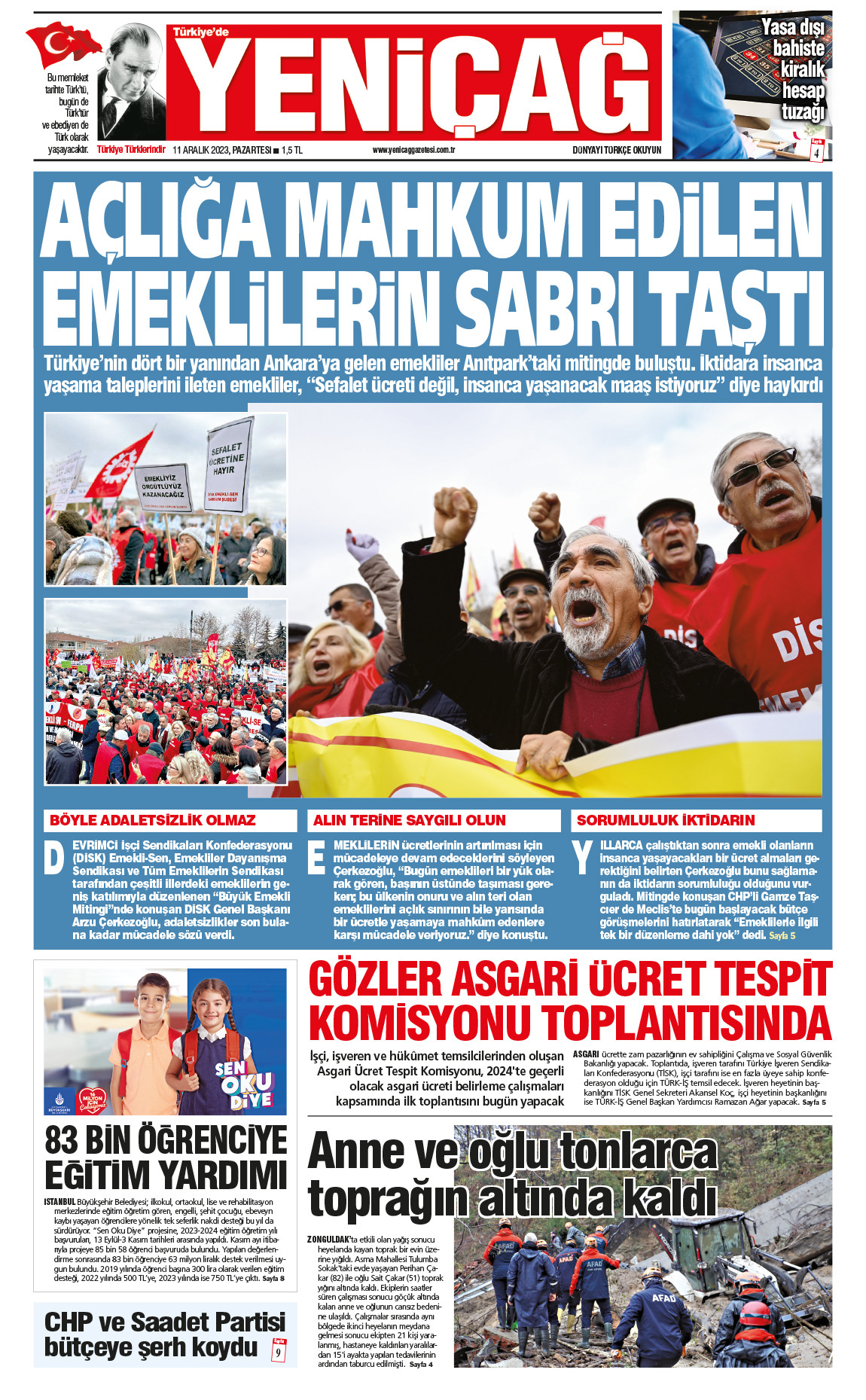 11 Aralık 2023 Pazartesi