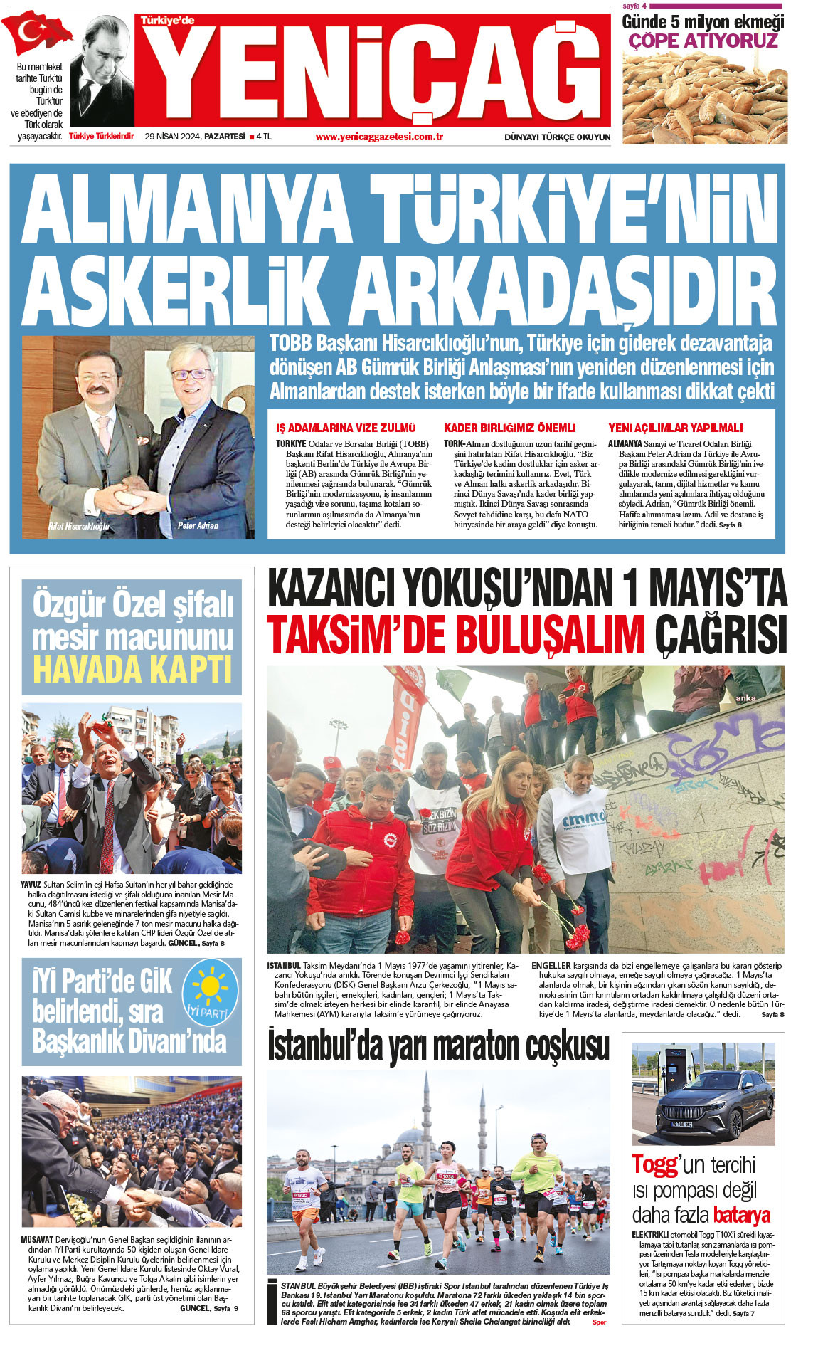 29 Nisan 2024 Pazartesi