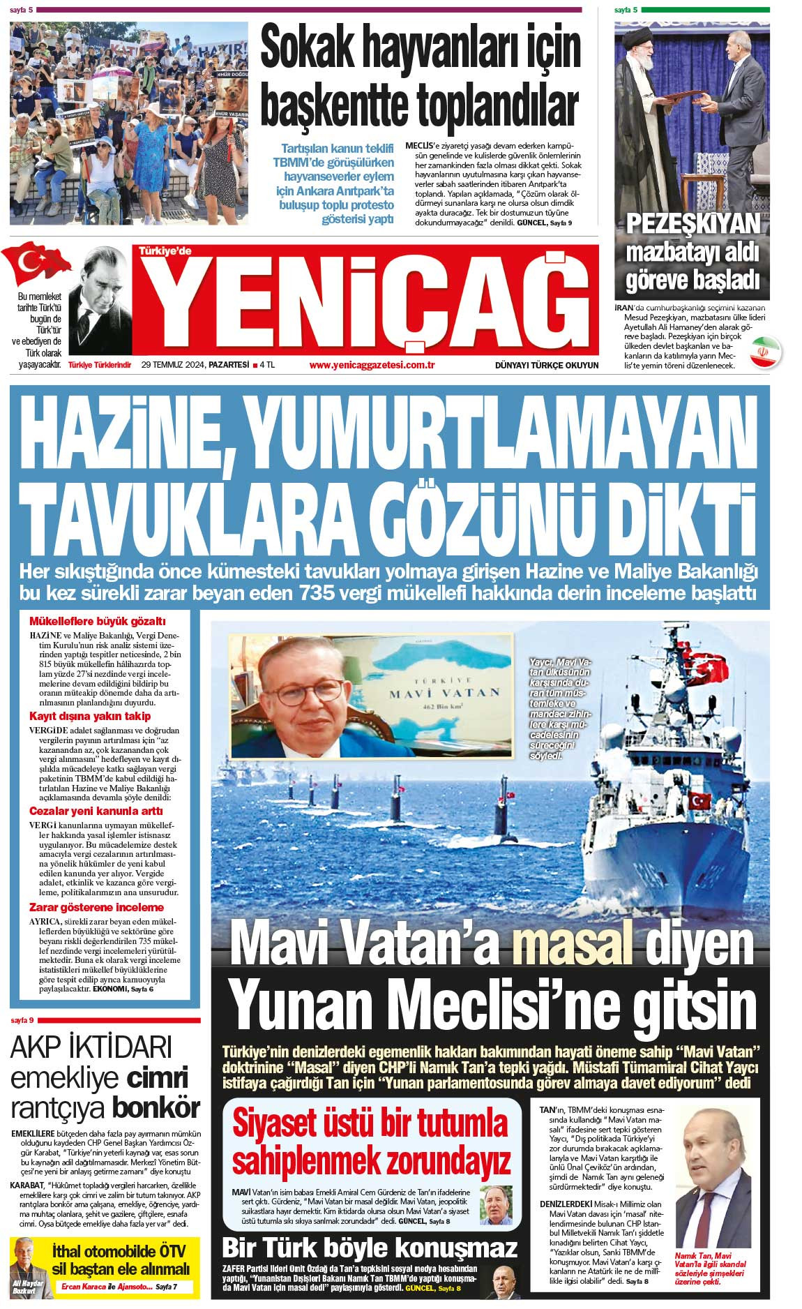 29 Temmuz 2024 Pazartesi