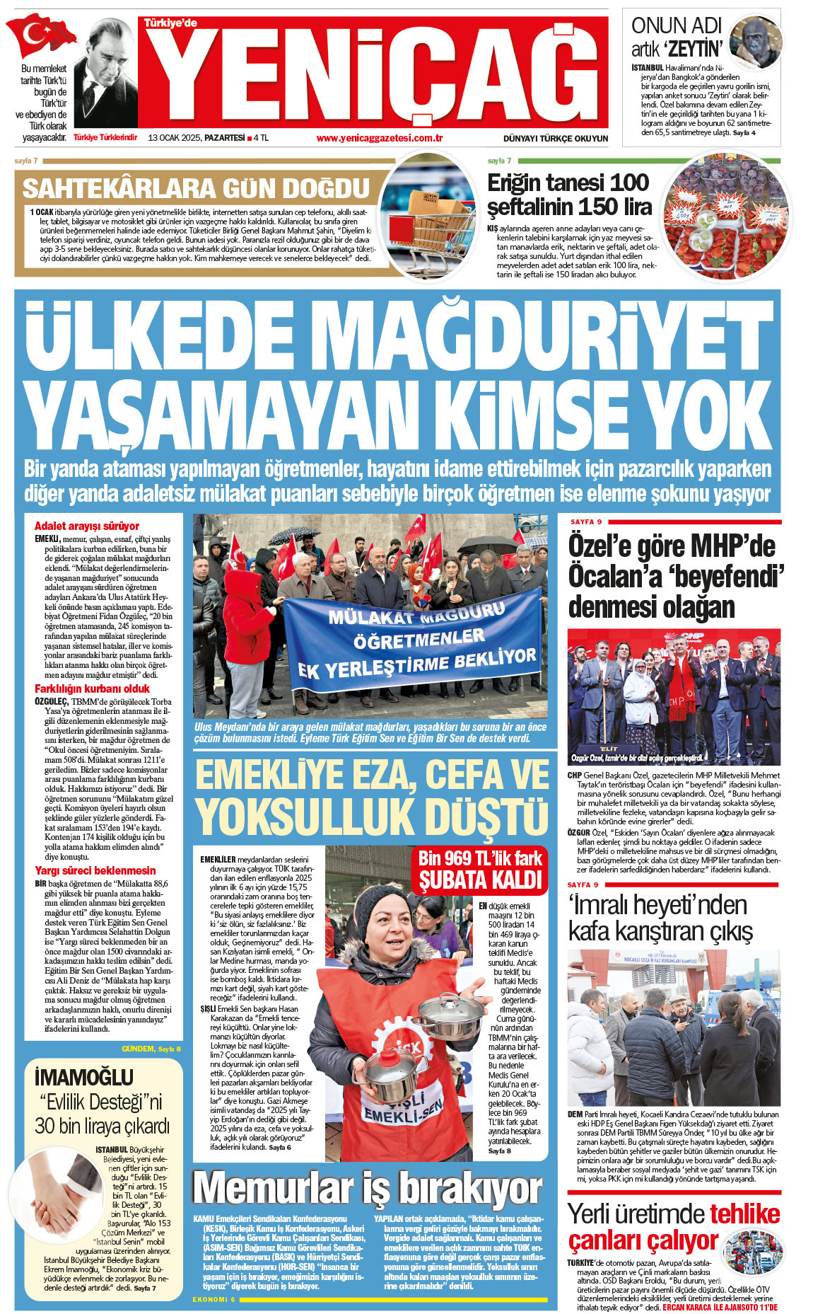 13 Ocak 2025 Pazartesi