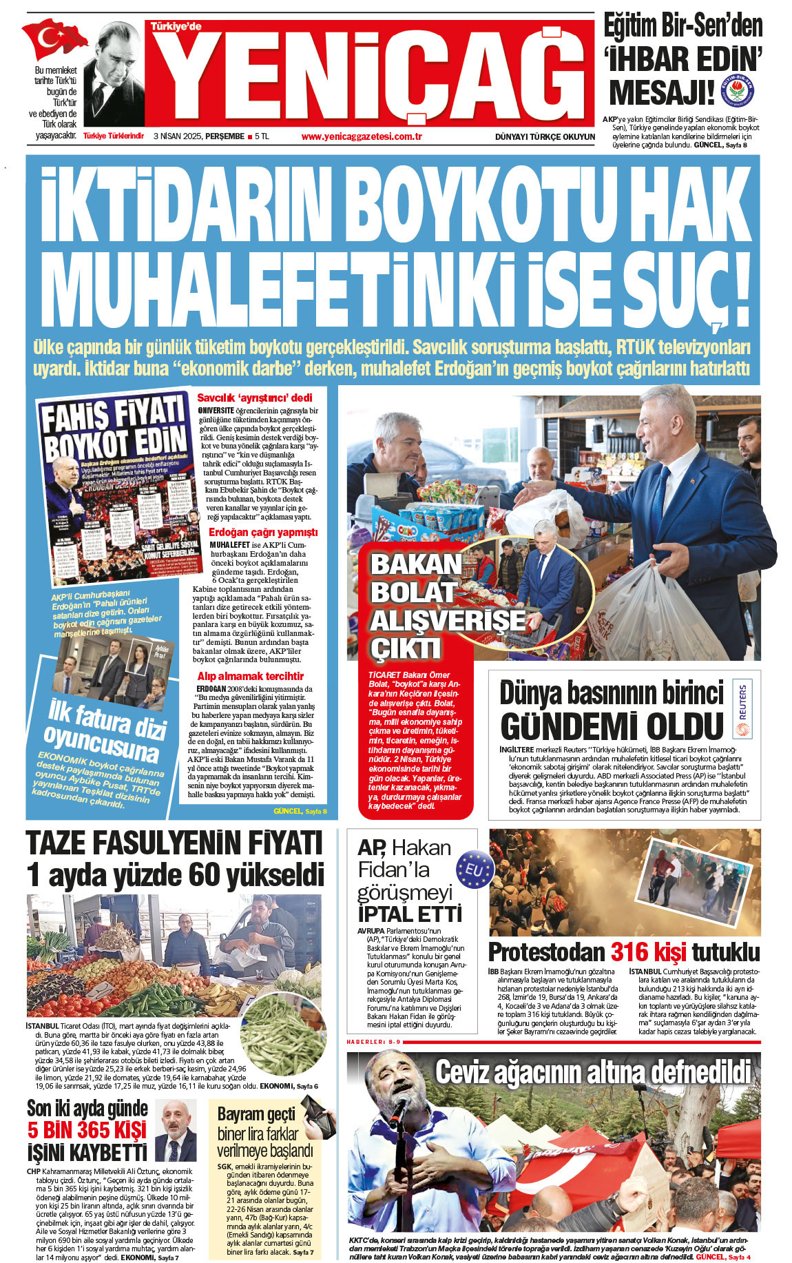 3 Nisan 2025 Perşembe