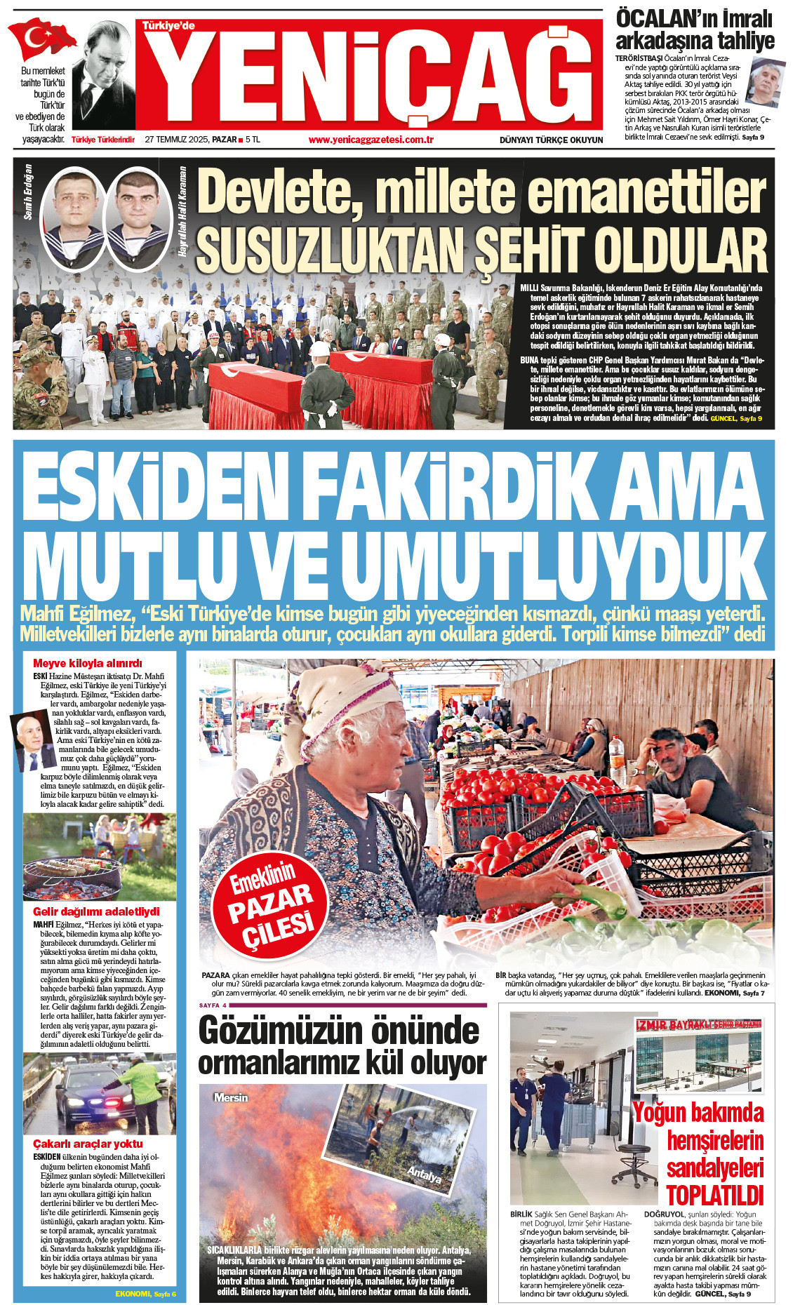 27 Temmuz 2025 Pazar