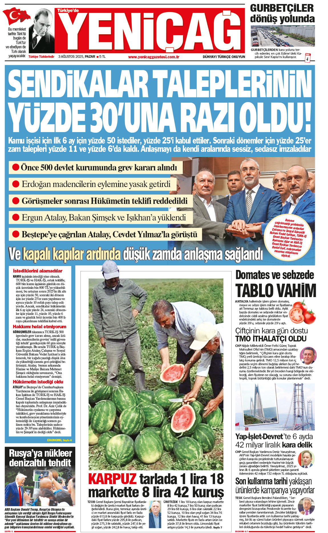 3 Ağustos 2025 Pazar