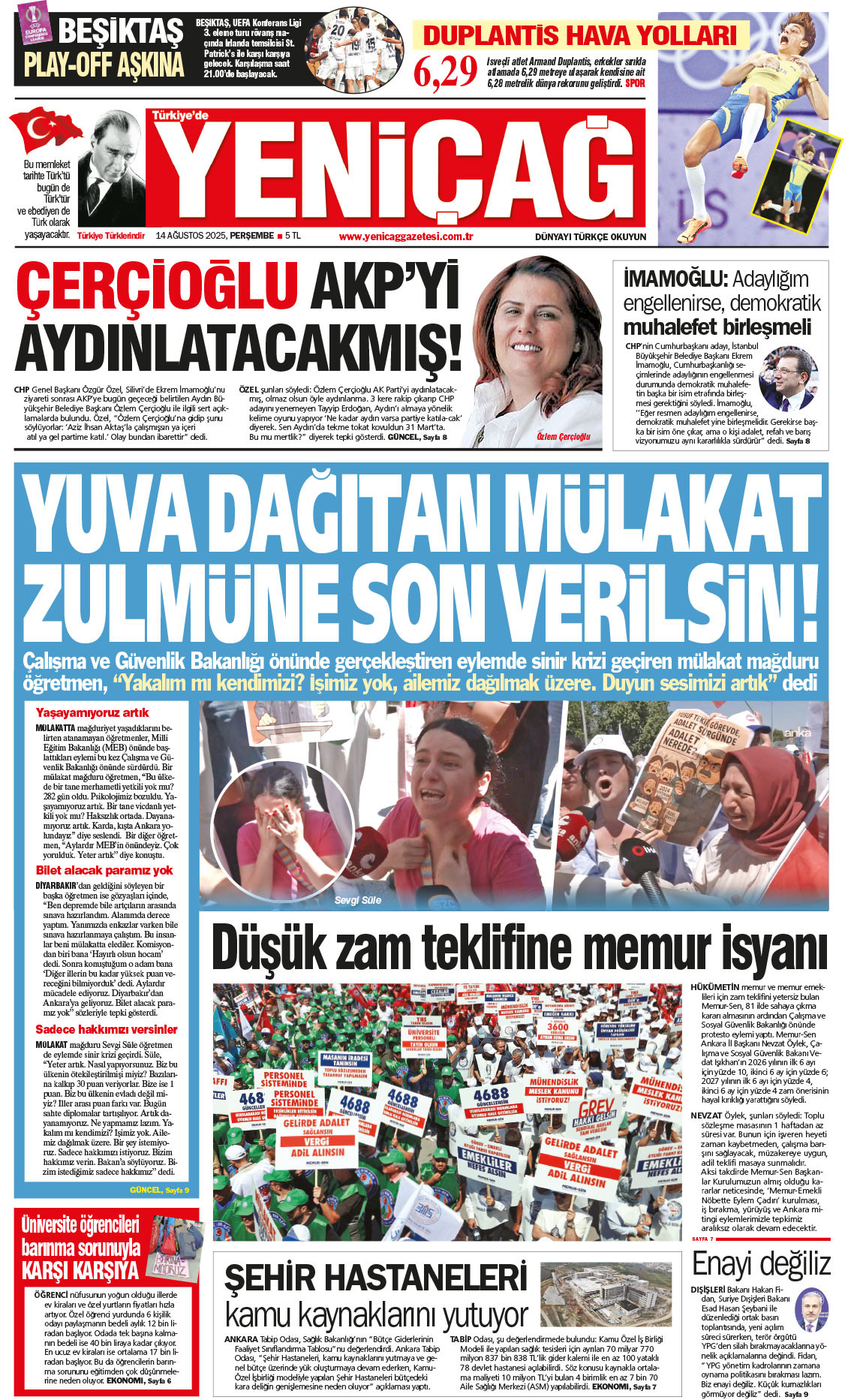 14 Ağustos 2025 Perşembe