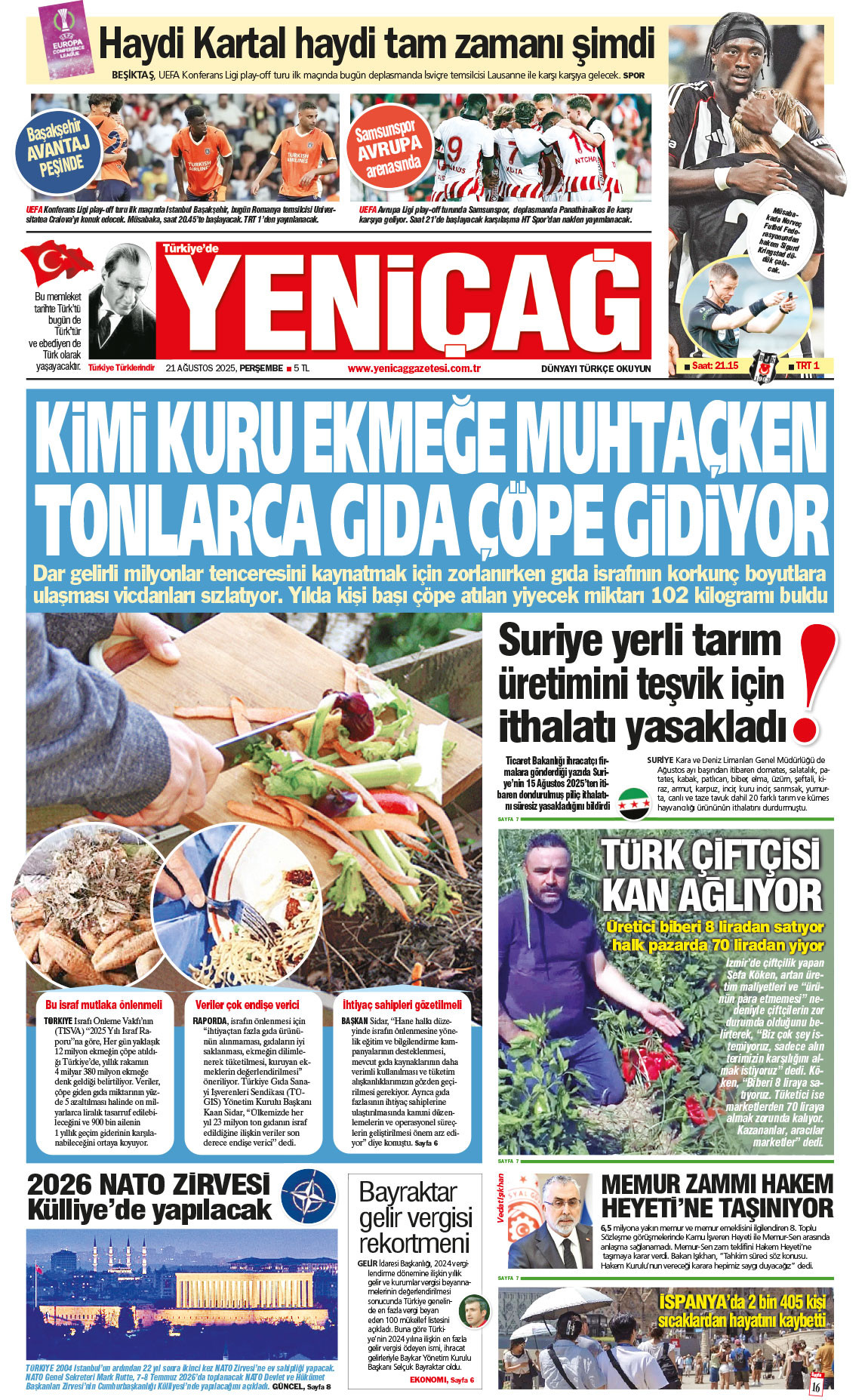 21 Ağustos 2025 Perşembe