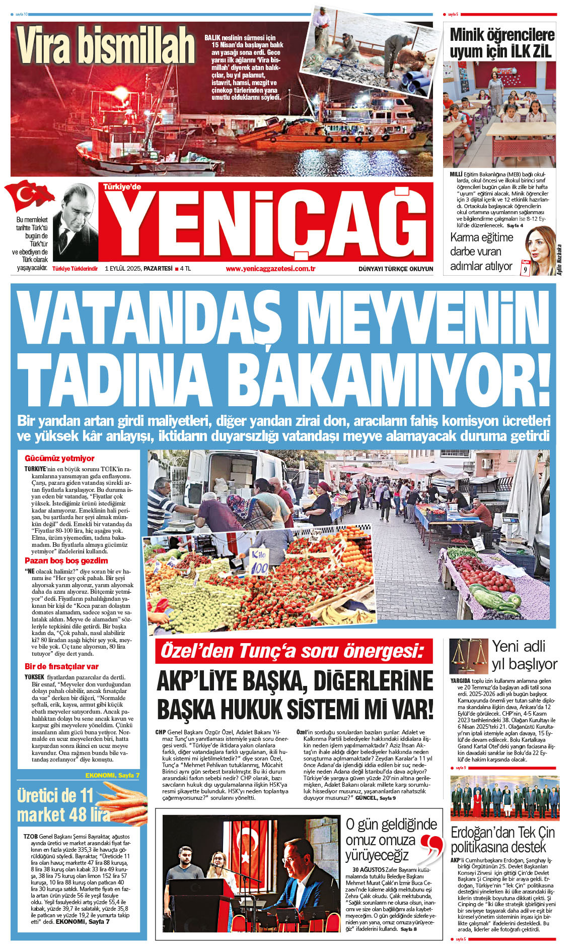 1 Eylül 2025 Pazartesi