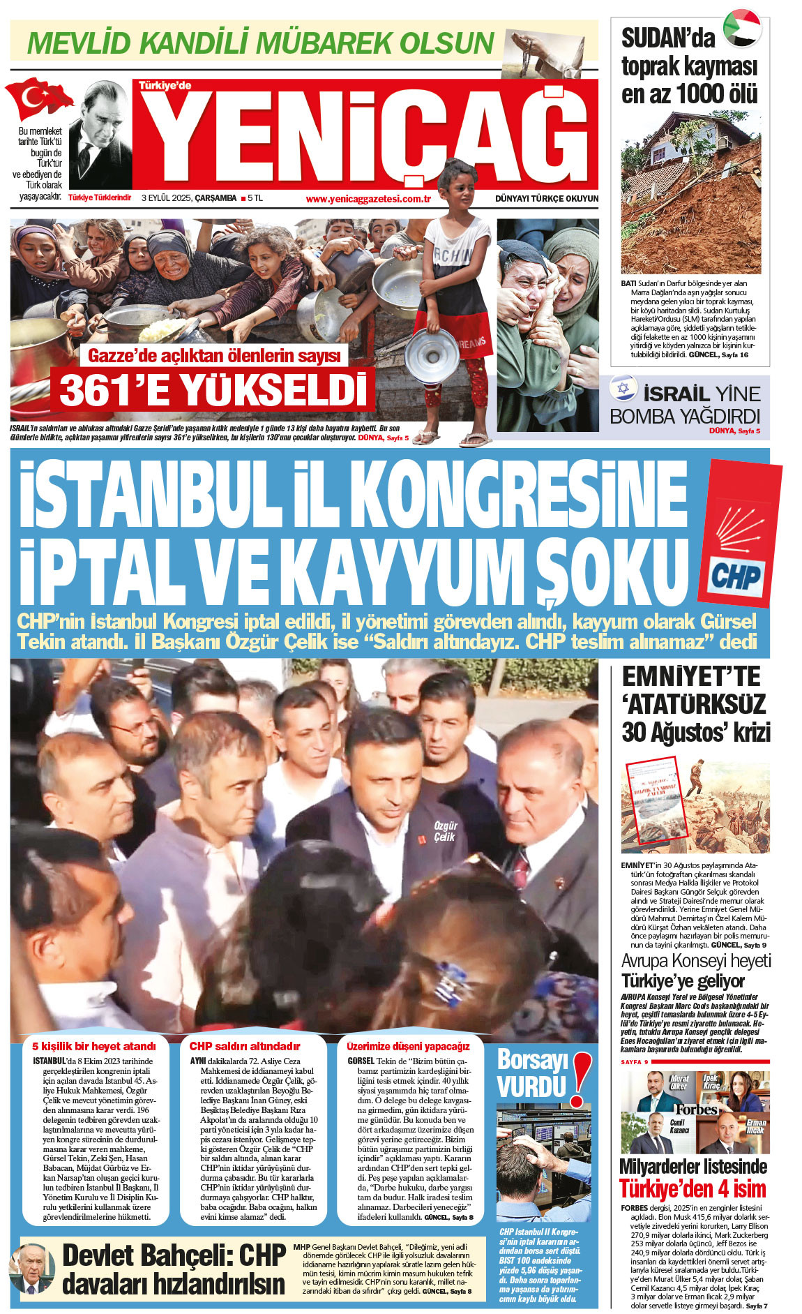 3 Eylül 2025 Çarşamba