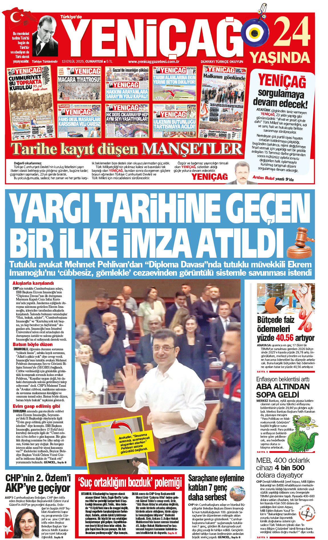 13 Eylül 2025 Cumartesi