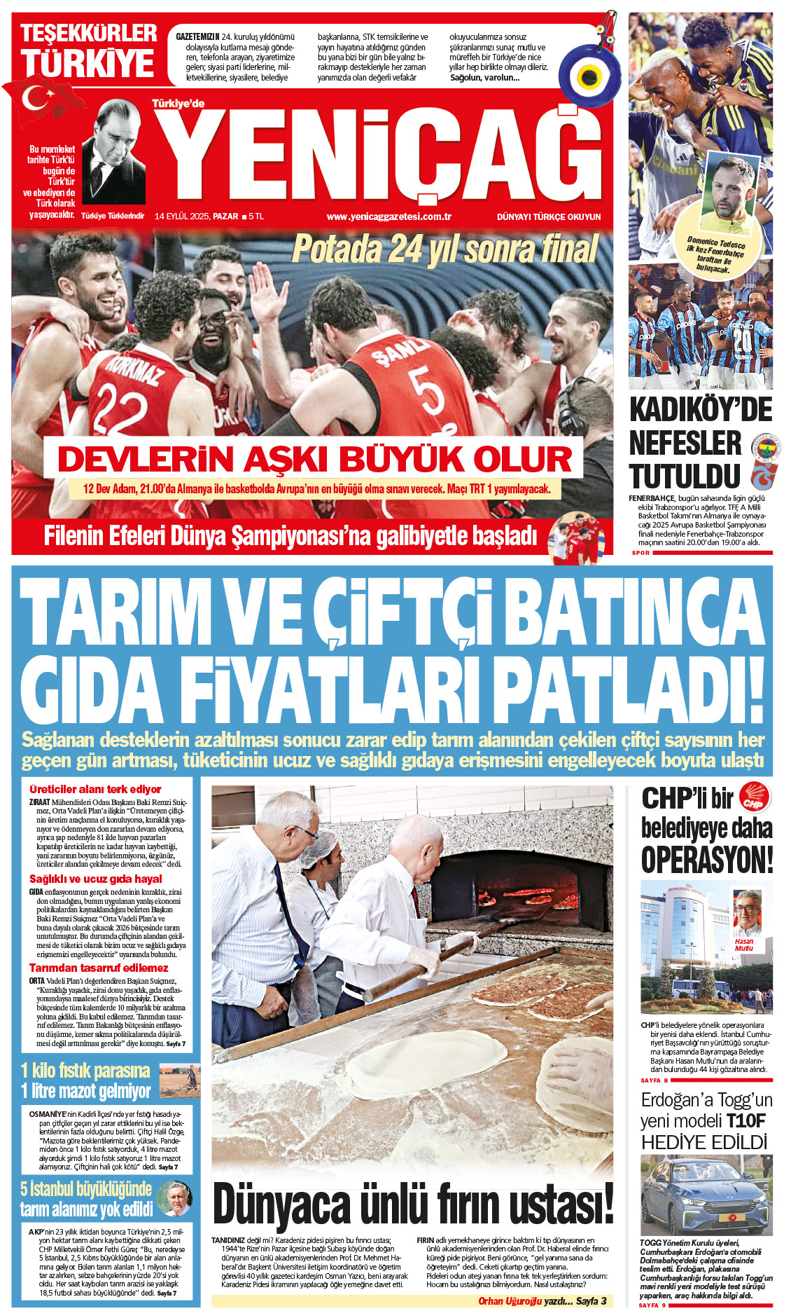 14 Eylül 2025 Pazar