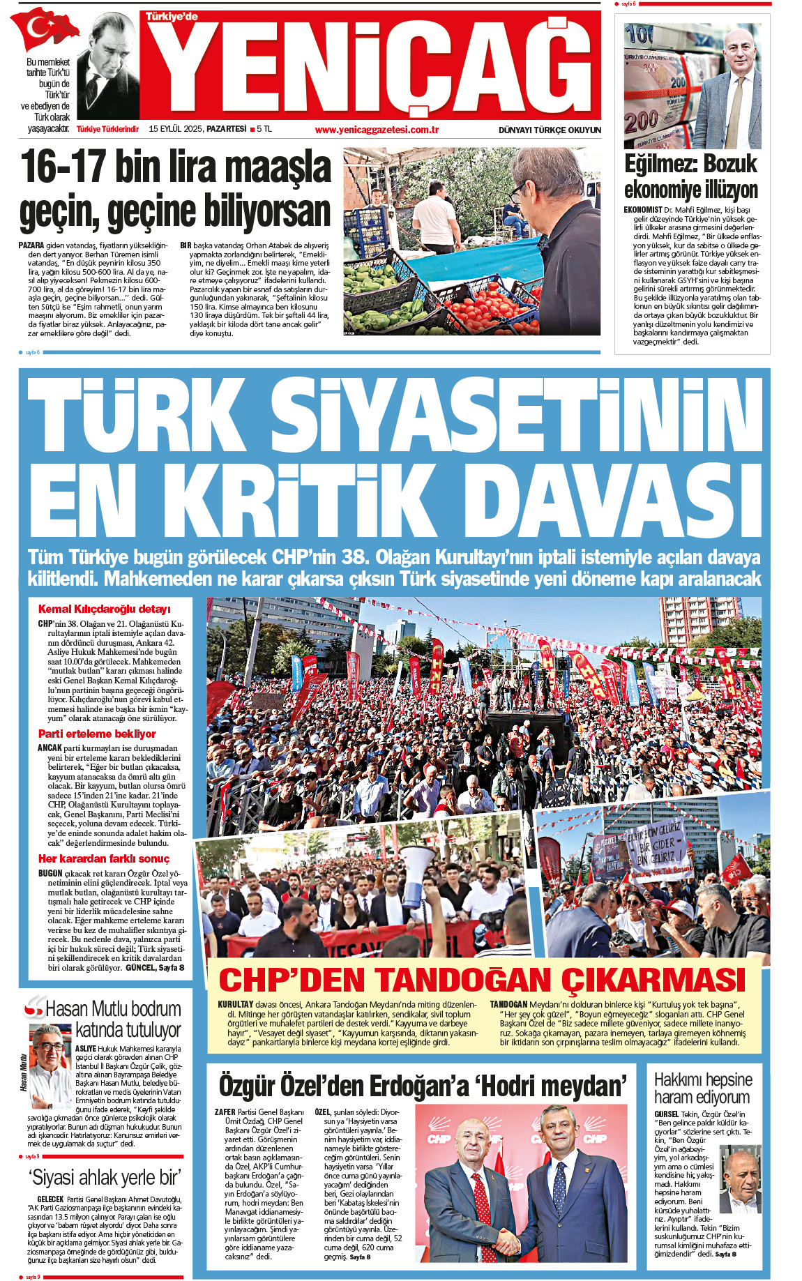 15 Eylül 2025 Pazartesi